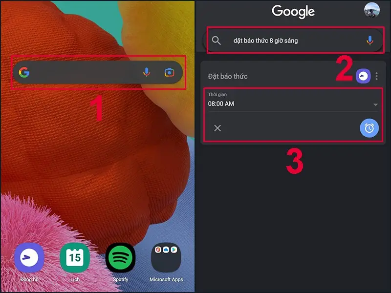 Cách 3. Cách đặt báo thức trên điện thoại Samsung qua Google