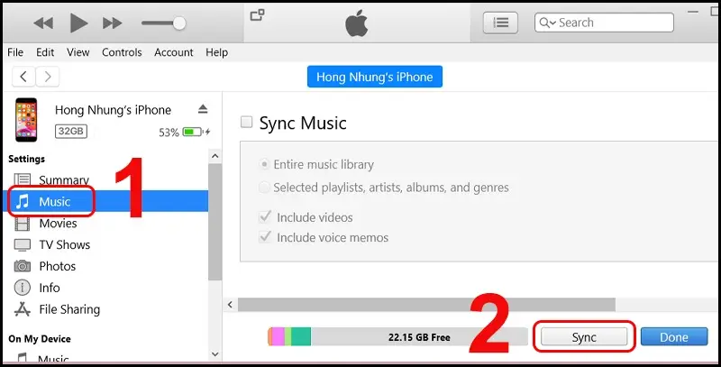 Chép nhạc từ máy tính vào iPhone với iTunes